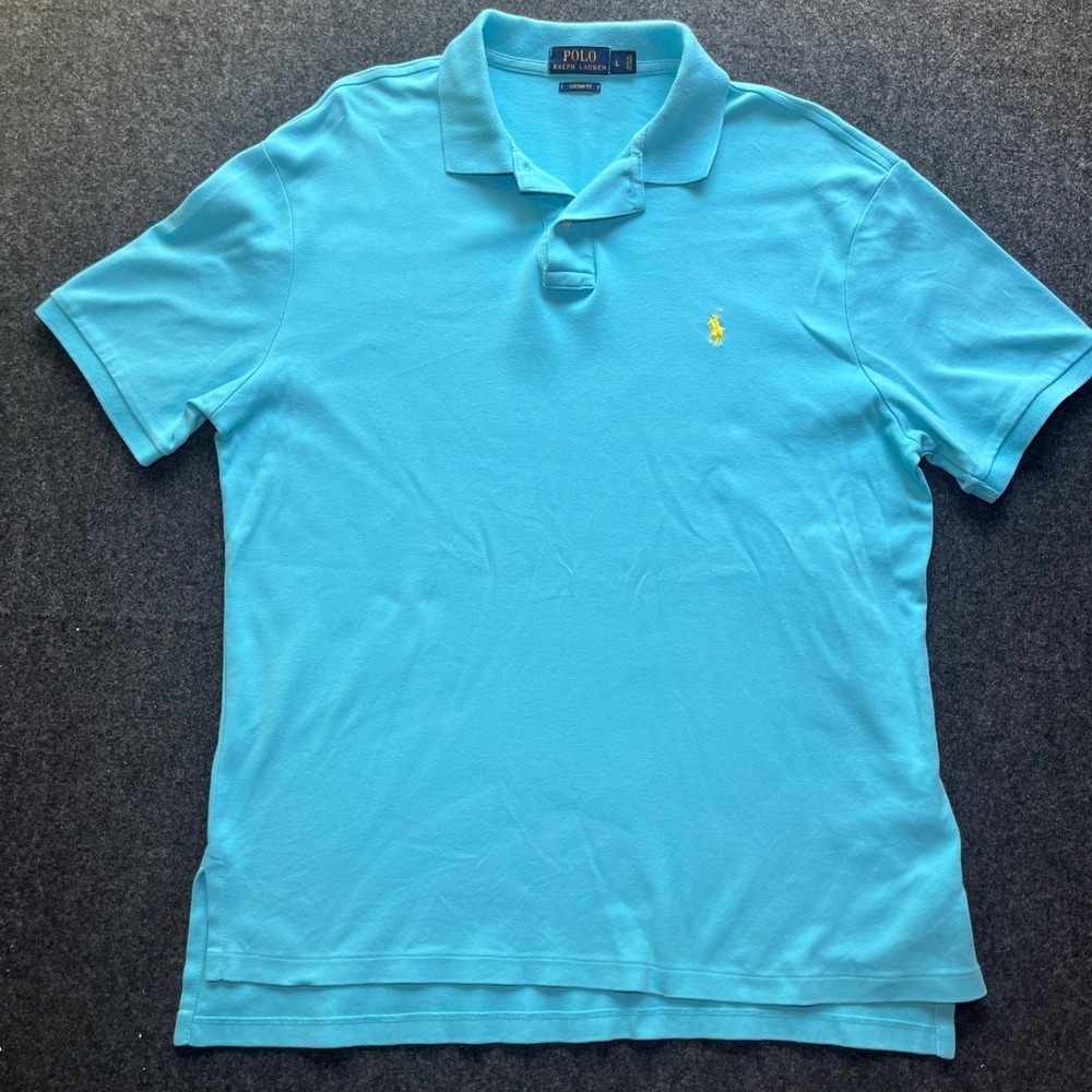 Polo Ralph Lauren Polo Shirt Mens L Blue Excellent Cotton Short Sleeve - Picture 4 of 7